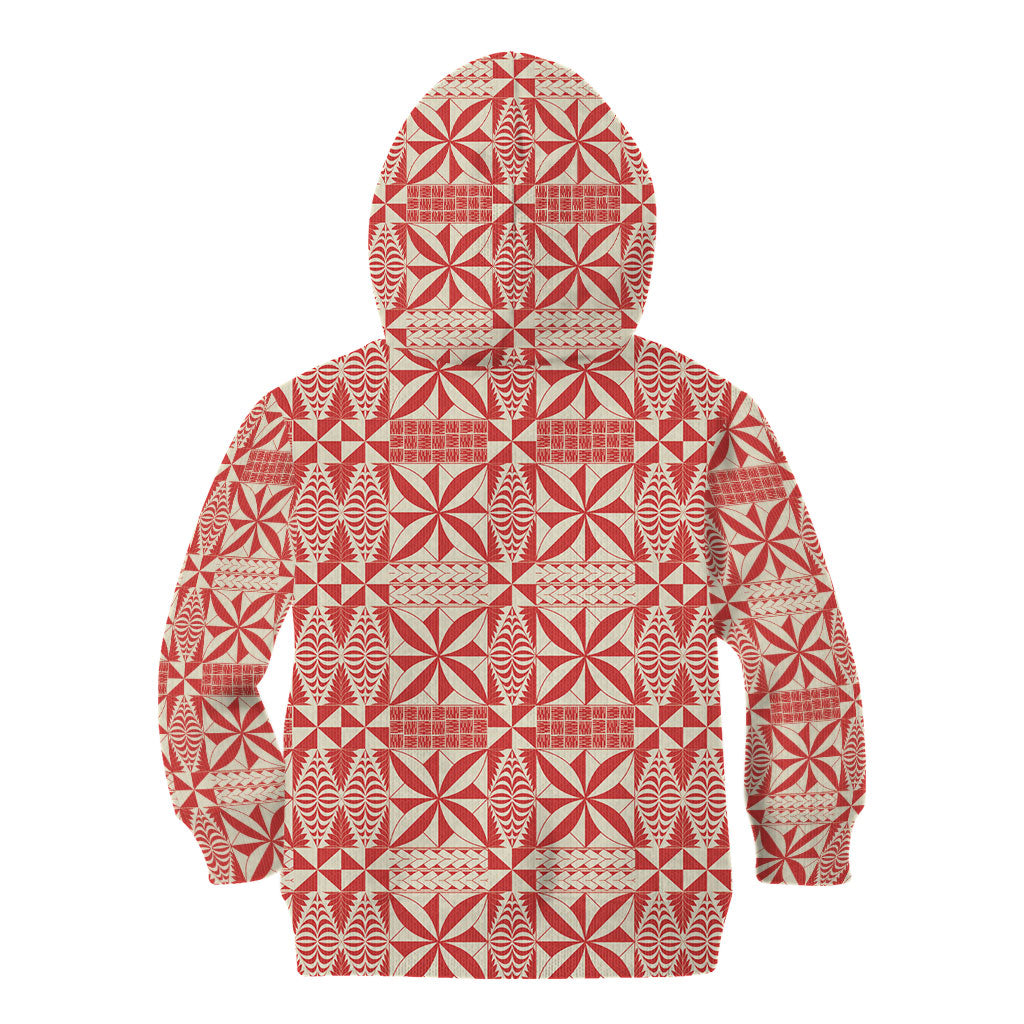 Red Ngatu Pattern Malo e Lelei Tonga Kid Hoodie