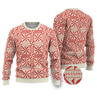Red Ngatu Pattern Malo e Lelei Tonga Ugly Christmas Sweater
