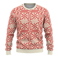 Red Ngatu Pattern Malo e Lelei Tonga Ugly Christmas Sweater