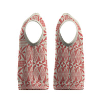 Red Ngatu Pattern Malo e Lelei Tonga Christmas Knitted V-Neck Vest