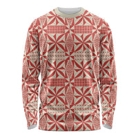 Red Ngatu Pattern Malo e Lelei Tonga Long Sleeve Shirt