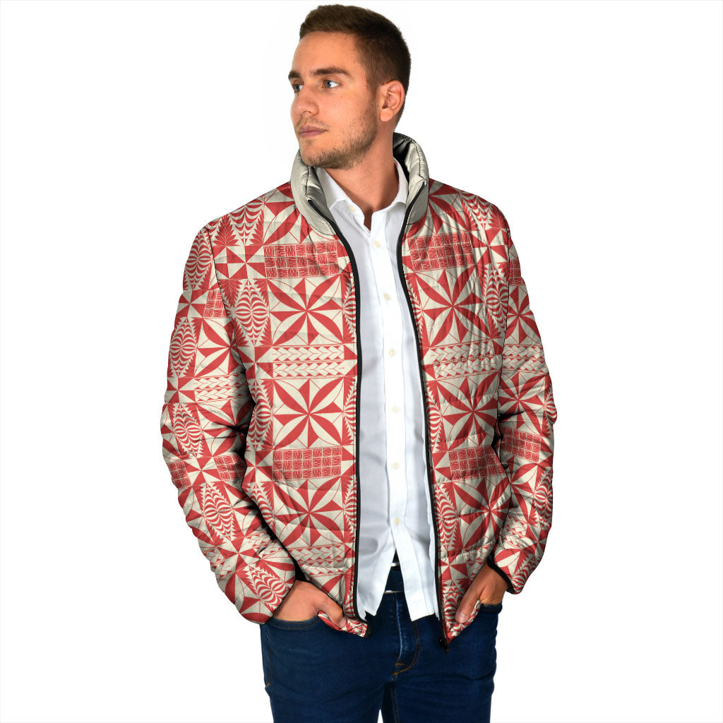 Red Ngatu Pattern Malo e Lelei Tonga Padded Jacket LT14 - Polynesian Pride