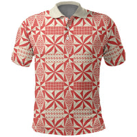 Red Ngatu Pattern Malo e Lelei Tonga Polo Shirt