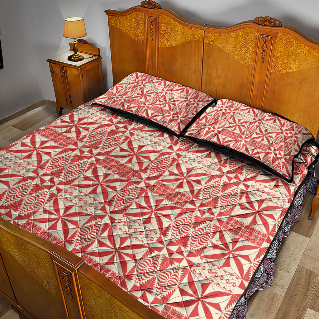 Red Ngatu Pattern Malo e Lelei Tonga Quilt Bed Set LT14 - Polynesian Pride