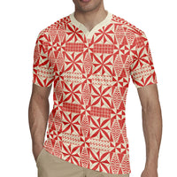 Red Ngatu Pattern Malo e Lelei Tonga Rugby Jersey