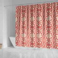 Red Ngatu Pattern Malo e Lelei Tonga Shower Curtain