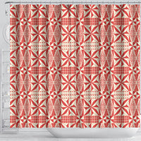 Red Ngatu Pattern Malo e Lelei Tonga Shower Curtain