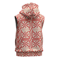 Red Ngatu Pattern Malo e Lelei Tonga Sleeveless Hoodie