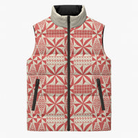 Red Ngatu Pattern Malo e Lelei Tonga Sleeveless Puffer Jacket
