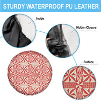 Red Ngatu Pattern Malo e Lelei Tonga Spare Tire Cover