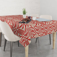 Red Ngatu Pattern Malo e Lelei Tonga Tablecloth LT14 - Polynesian Pride