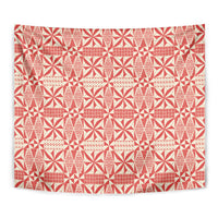Red Ngatu Pattern Malo e Lelei Tonga Tapestry LT14 - Polynesian Pride