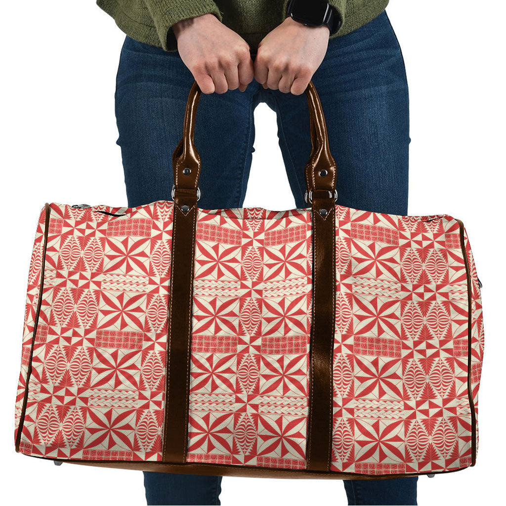 Red Ngatu Pattern Malo e Lelei Tonga Travel Bag LT14 Red - Polynesian Pride