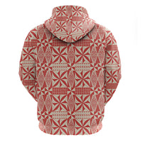 Red Ngatu Pattern Malo e Lelei Tonga Zip Hoodie