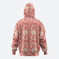 Red Ngatu Pattern Malo e Lelei Tonga Zip Hoodie