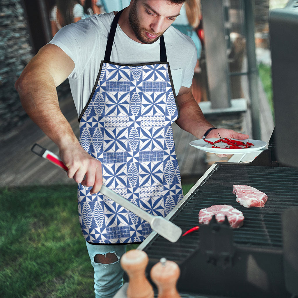 Blue Ngatu Pattern Malo e Lelei Tonga Apron LT14 - Polynesian Pride
