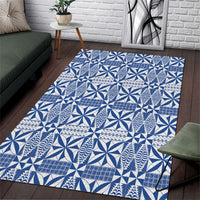Blue Ngatu Pattern Malo e Lelei Tonga Area Rug