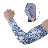 Blue Ngatu Pattern Malo e Lelei Tonga Arm Sleeves