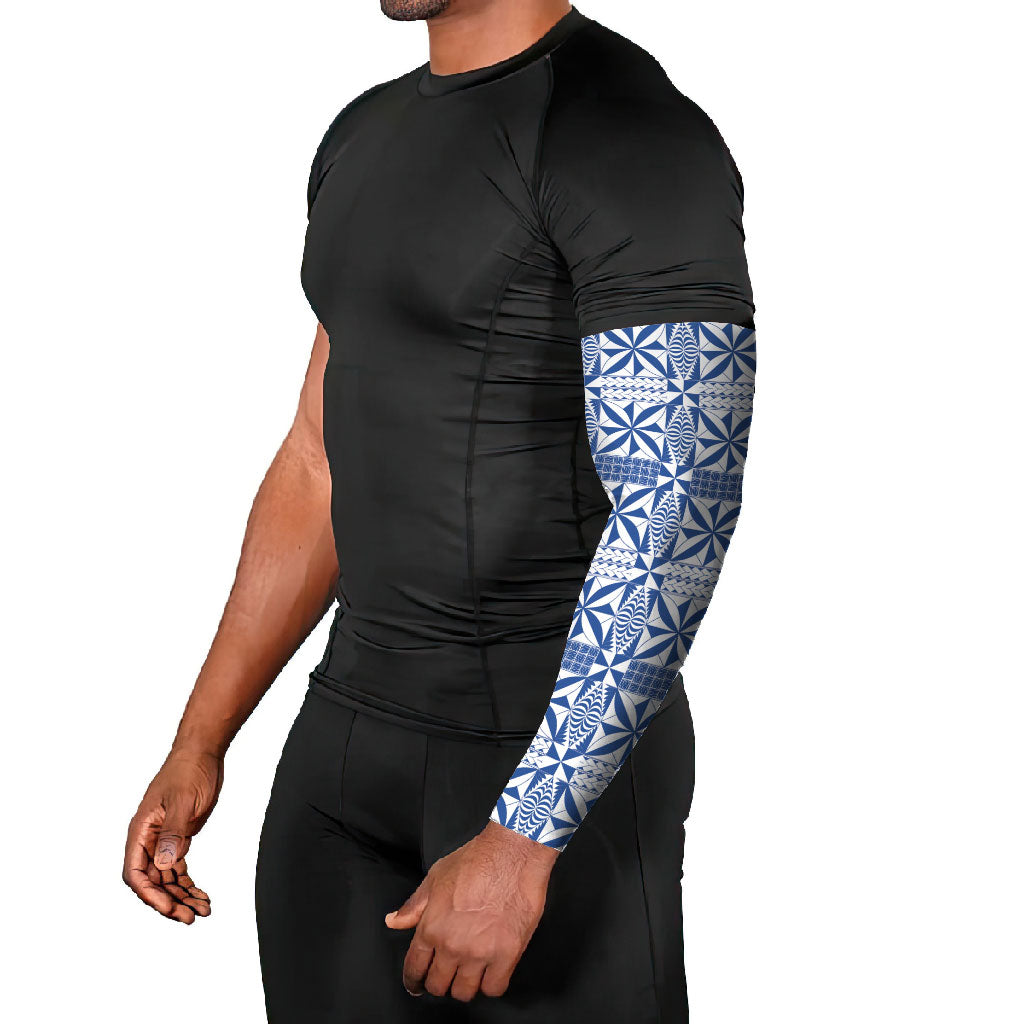 Blue Ngatu Pattern Malo e Lelei Tonga Arm Sleeves