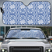 Blue Ngatu Pattern Malo e Lelei Tonga Auto Sun Shade