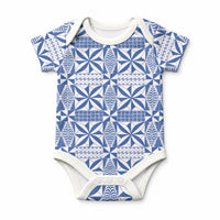 Blue Ngatu Pattern Malo e Lelei Tonga Baby Onesie