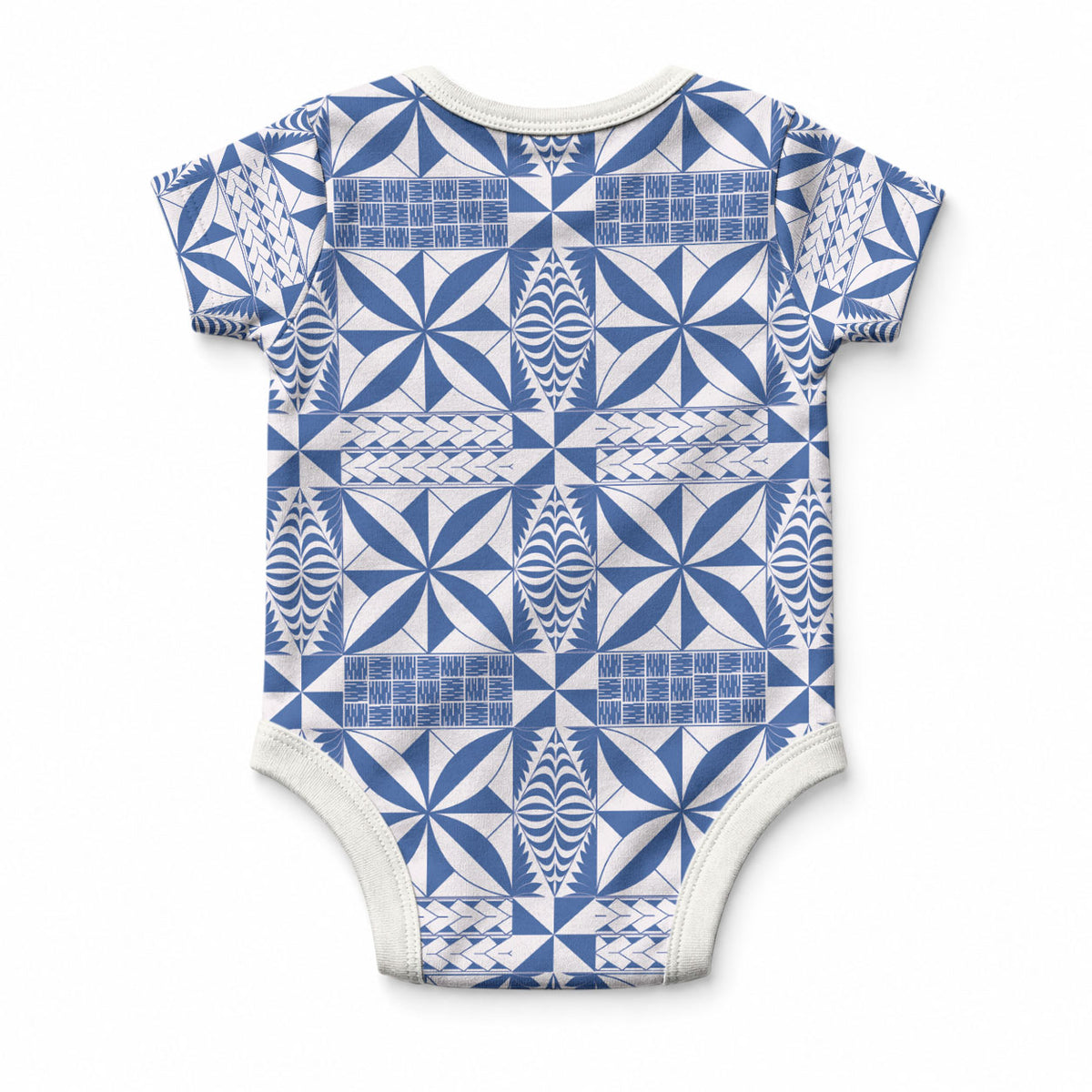 Blue Ngatu Pattern Malo e Lelei Tonga Baby Onesie