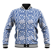 Blue Ngatu Pattern Malo e Lelei Tonga Baseball Jacket LT14 Unisex Blue - Polynesian Pride