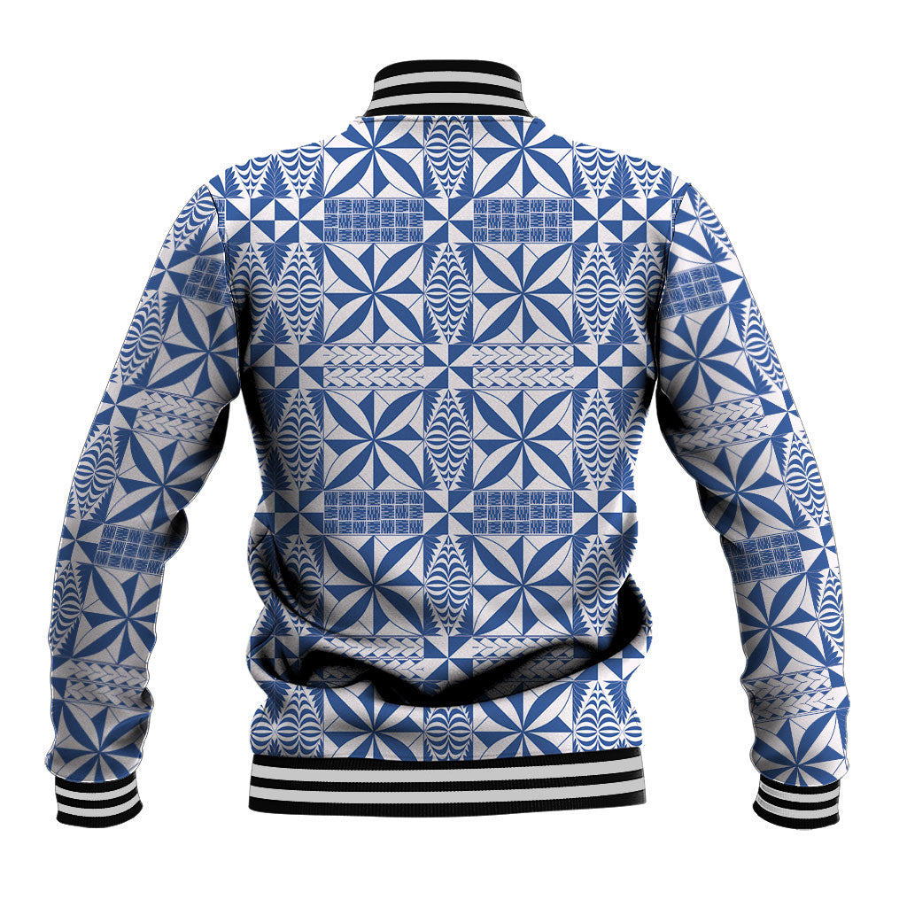 Blue Ngatu Pattern Malo e Lelei Tonga Baseball Jacket LT14 - Polynesian Pride
