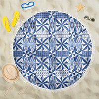 Blue Ngatu Pattern Malo e Lelei Tonga Beach Blanket LT14 One Size 150cm Blue - Polynesian Pride