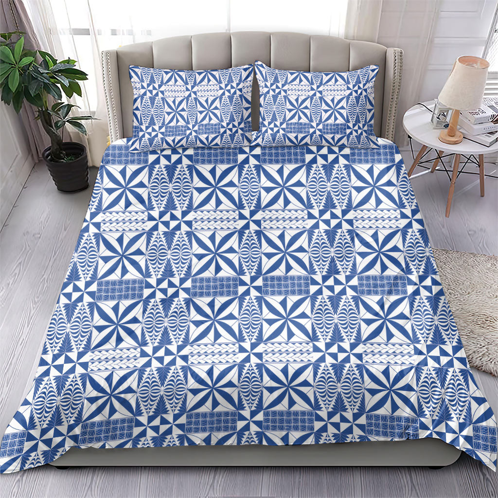 Blue Ngatu Pattern Malo e Lelei Tonga Bedding Set LT14 - Polynesian Pride