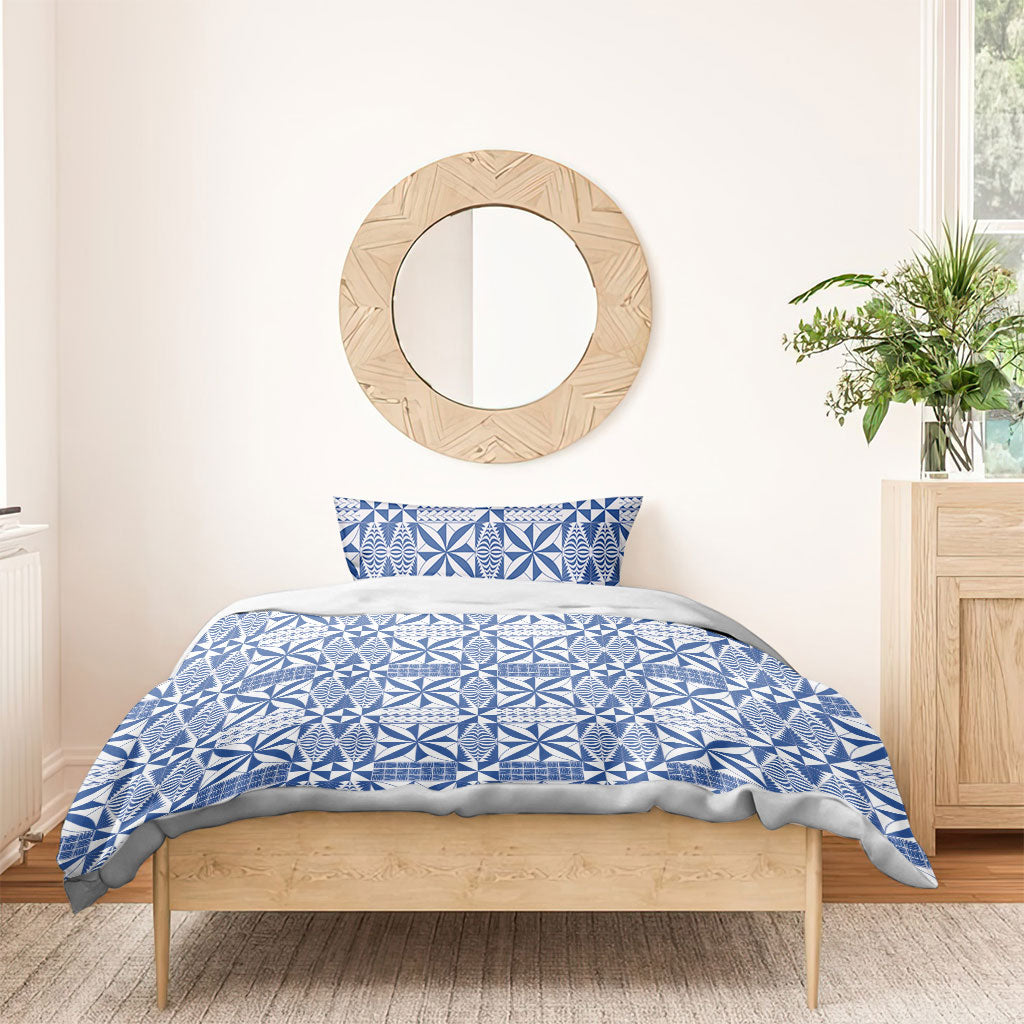 Blue Ngatu Pattern Malo e Lelei Tonga Bedding Set LT14 - Polynesian Pride