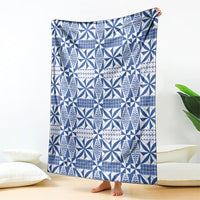 Blue Ngatu Pattern Malo e Lelei Tonga Blanket LT14 - Polynesian Pride