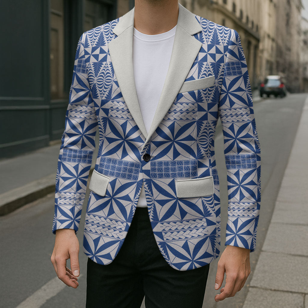 Blue Ngatu Pattern Malo e Lelei Tonga Blazer LT14 - Polynesian Pride