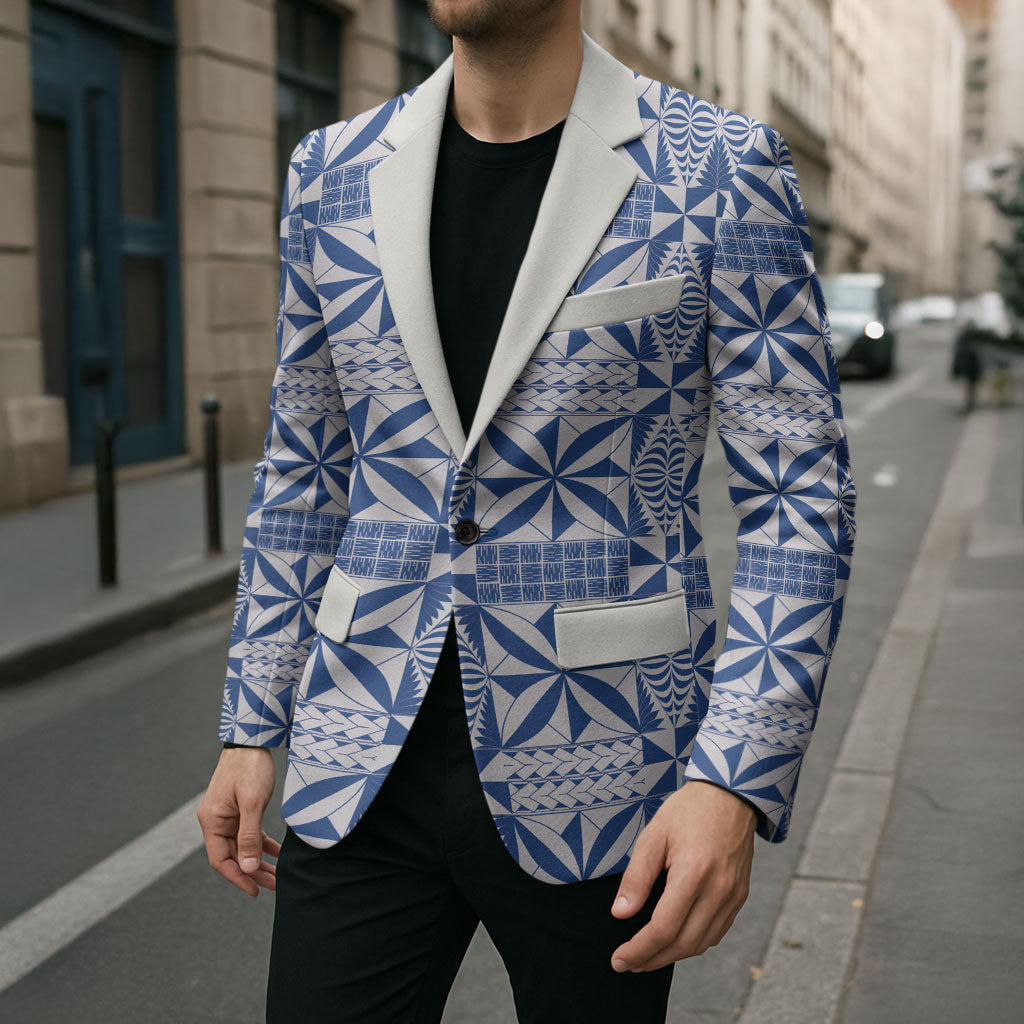 Blue Ngatu Pattern Malo e Lelei Tonga Blazer LT14 - Polynesian Pride