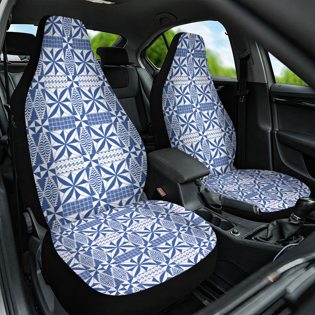 Blue Ngatu Pattern Malo e Lelei Tonga Car Seat Cover