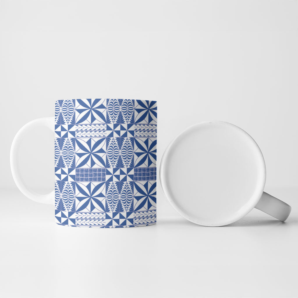 Blue Ngatu Pattern Malo e Lelei Tonga Ceramic Mug LT14 - Polynesian Pride