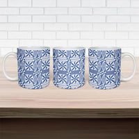 Blue Ngatu Pattern Malo e Lelei Tonga Ceramic Mug LT14 - Polynesian Pride