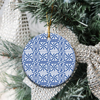 Blue Ngatu Pattern Malo e Lelei Tonga Ceramic Ornament