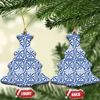 Blue Ngatu Pattern Malo e Lelei Tonga Ceramic Ornament