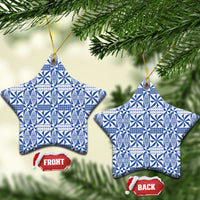 Blue Ngatu Pattern Malo e Lelei Tonga Ceramic Ornament