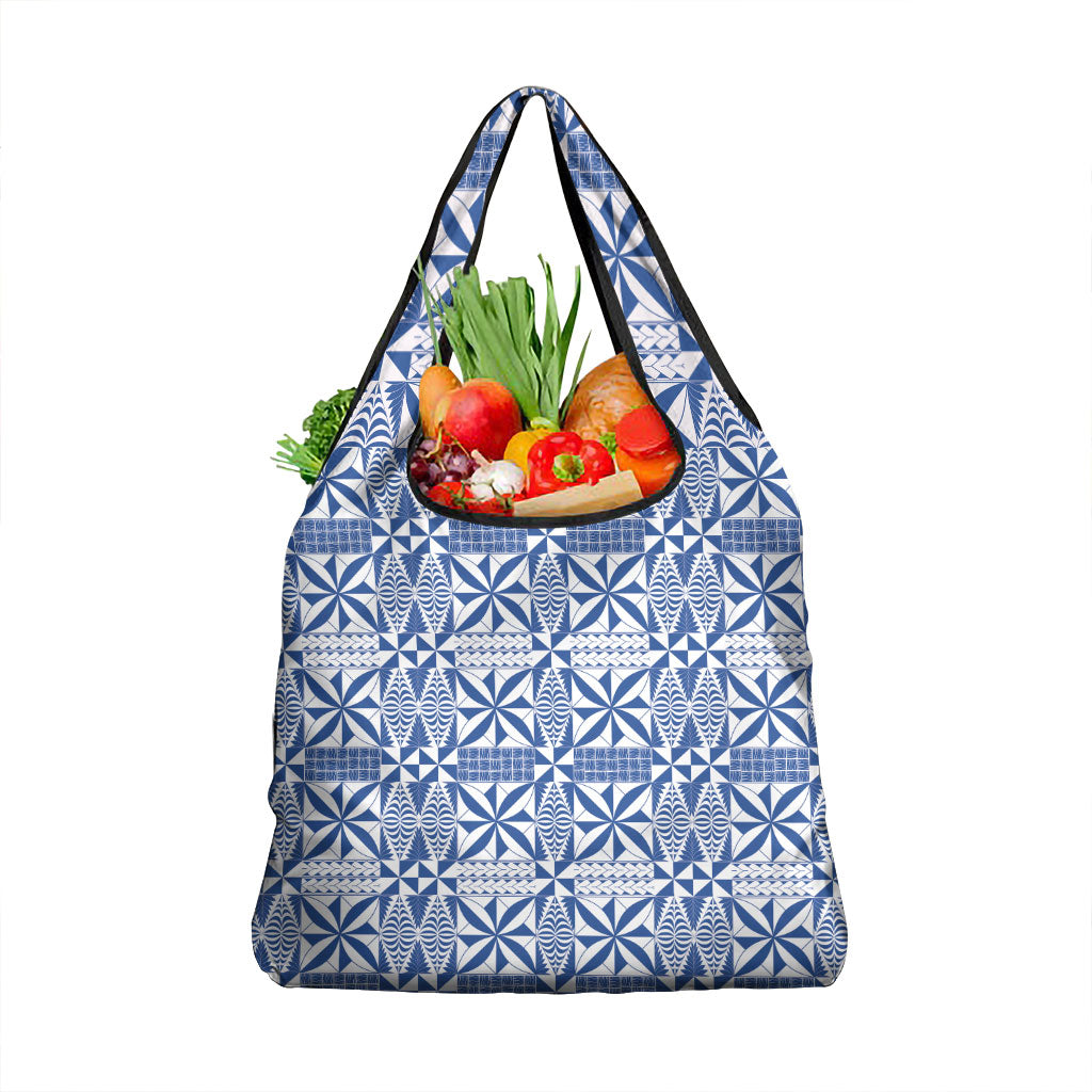 Blue Ngatu Pattern Malo e Lelei Tonga Grocery Bag