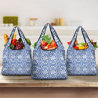 Blue Ngatu Pattern Malo e Lelei Tonga Grocery Bag