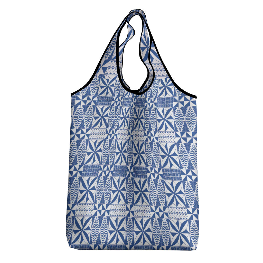 Blue Ngatu Pattern Malo e Lelei Tonga Grocery Bag