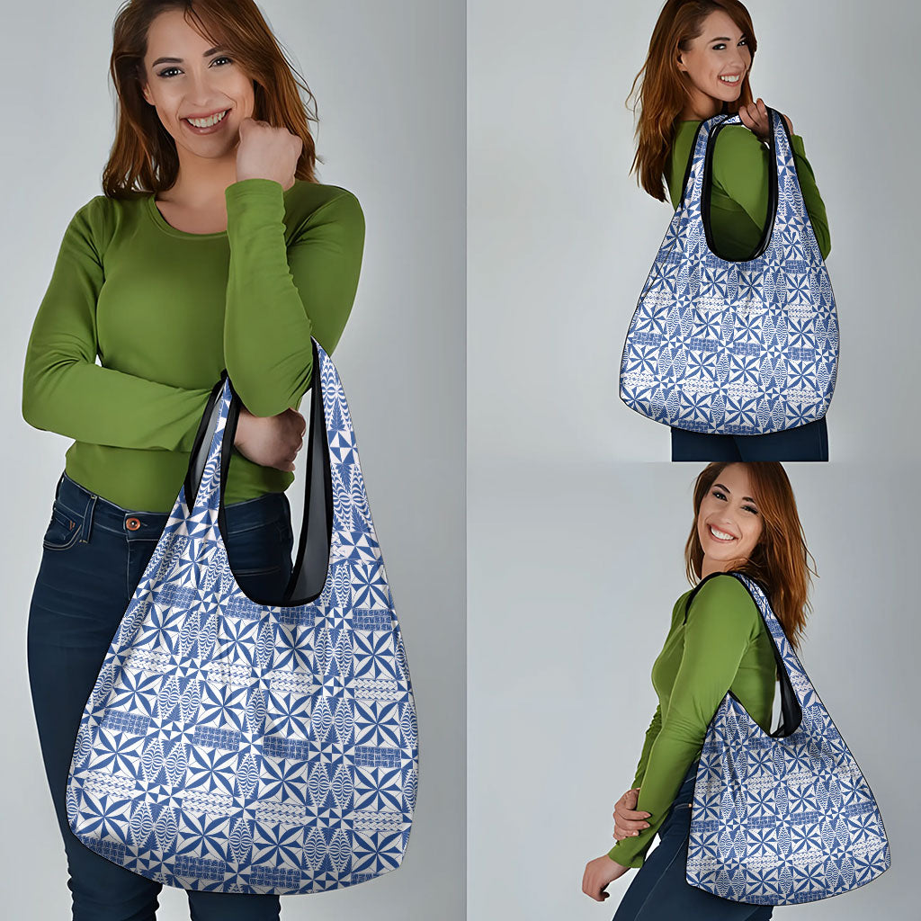 Blue Ngatu Pattern Malo e Lelei Tonga Grocery Bag