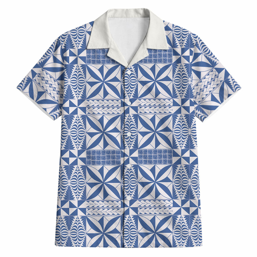 Blue Ngatu Pattern Malo e Lelei Tonga Hawaiian Shirt LT14 Blue - Polynesian Pride