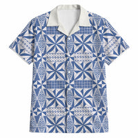 Blue Ngatu Pattern Malo e Lelei Tonga Hawaiian Shirt