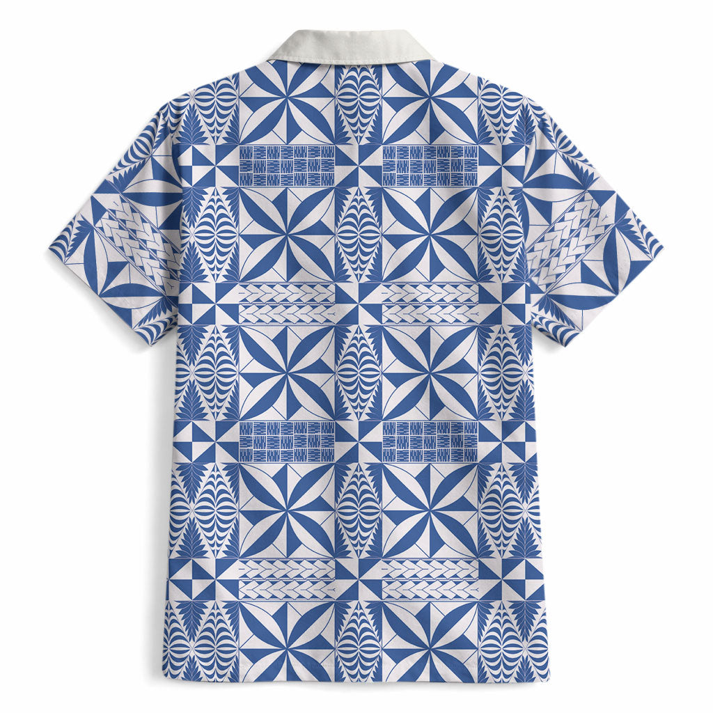 Blue Ngatu Pattern Malo e Lelei Tonga Hawaiian Shirt