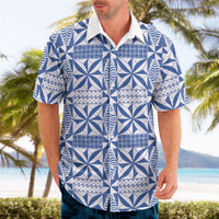Blue Ngatu Pattern Malo e Lelei Tonga Hawaiian Shirt
