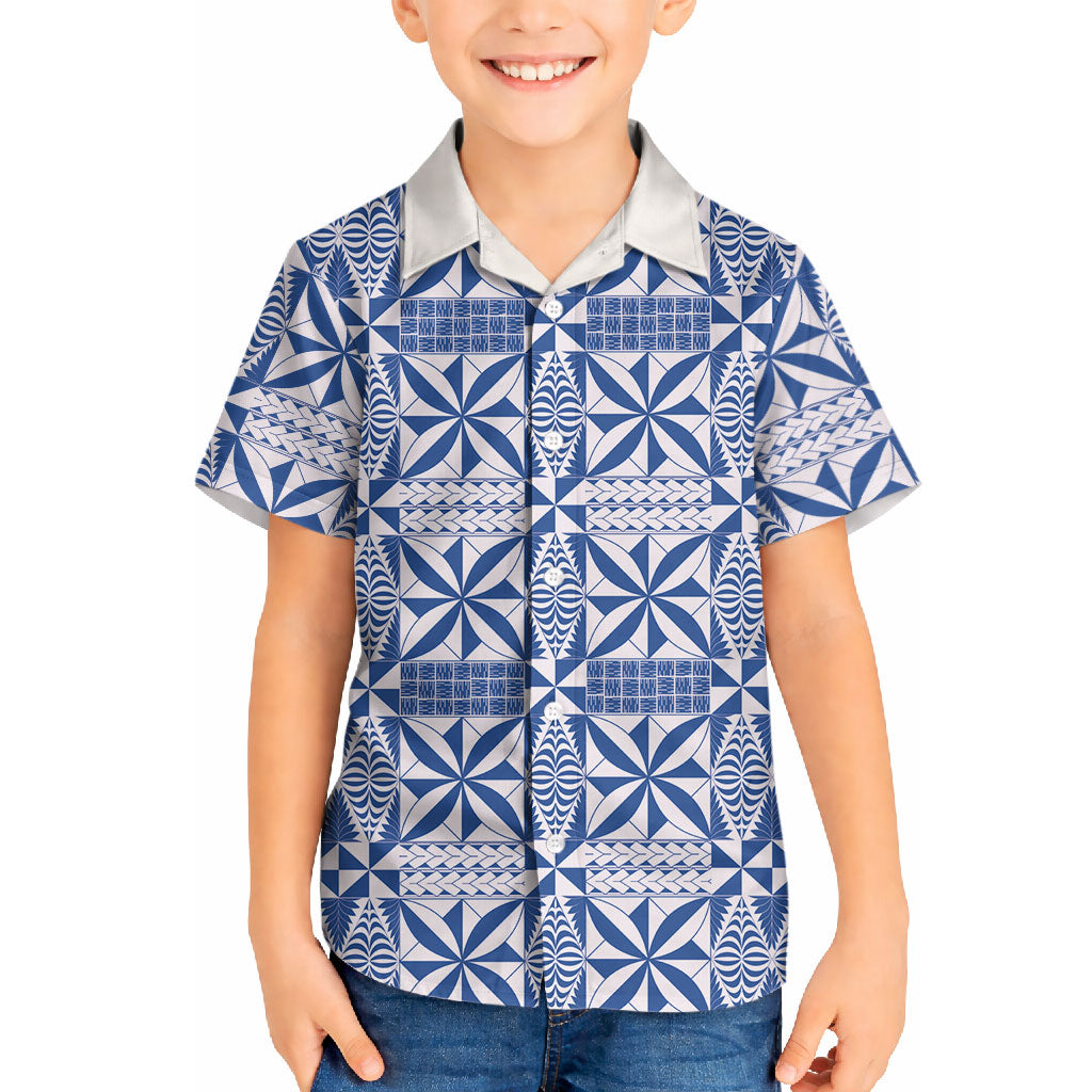 Blue Ngatu Pattern Malo e Lelei Tonga Hawaiian Shirt