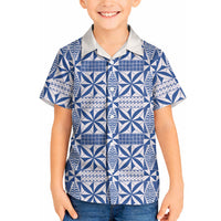 Blue Ngatu Pattern Malo e Lelei Tonga Hawaiian Shirt